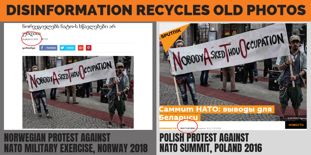 Dezinfoweby informovali o nórskych protestoch proti cvičeniu NATO, pomohli si dva roky starou fotkou z Poľska